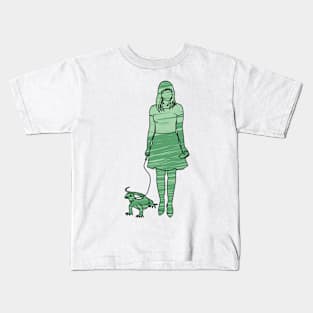 Silhouette Of Pet Loving Woman With Lizard Kids T-Shirt